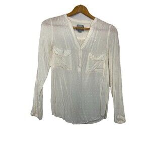 Maeve Anthropologie Women's Size 2 XS Long Sleeve Cream Ivory Blouse Top